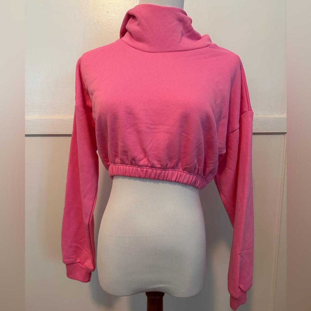 NWOT Naked Wardrobe Cropped Pink Hoodie